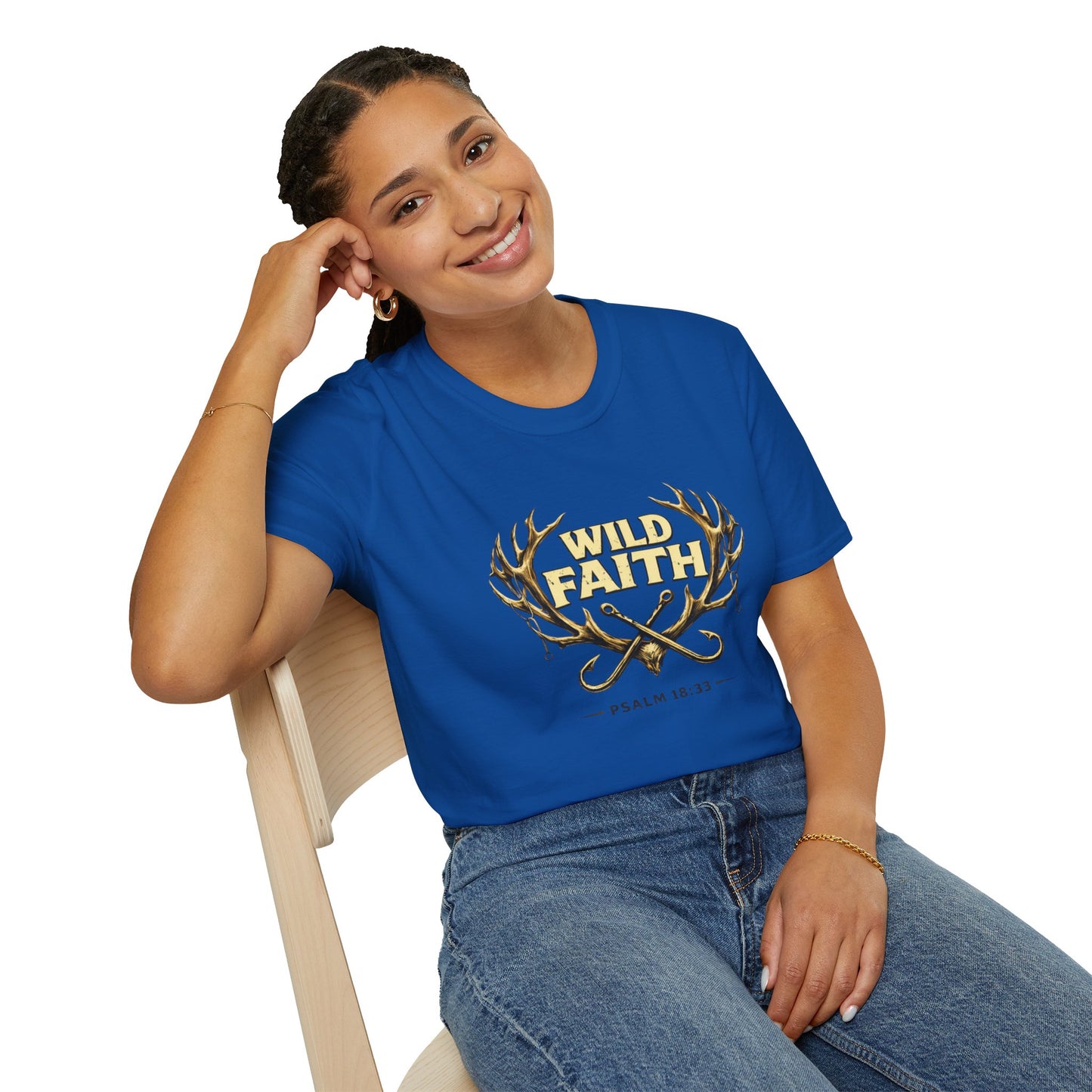 Wild Faith T-Shirt — Psalm 18:33 Antler Christian Graphic Tee