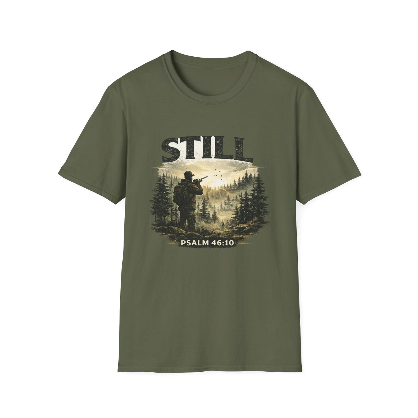 Still Psalm 46:10 T-Shirt — Rustic Outdoors Christian Faith Tee