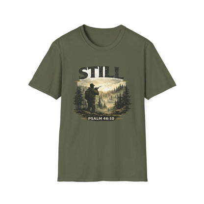 Still Psalm 46:10 T-Shirt — Rustic Outdoors Christian Faith Tee