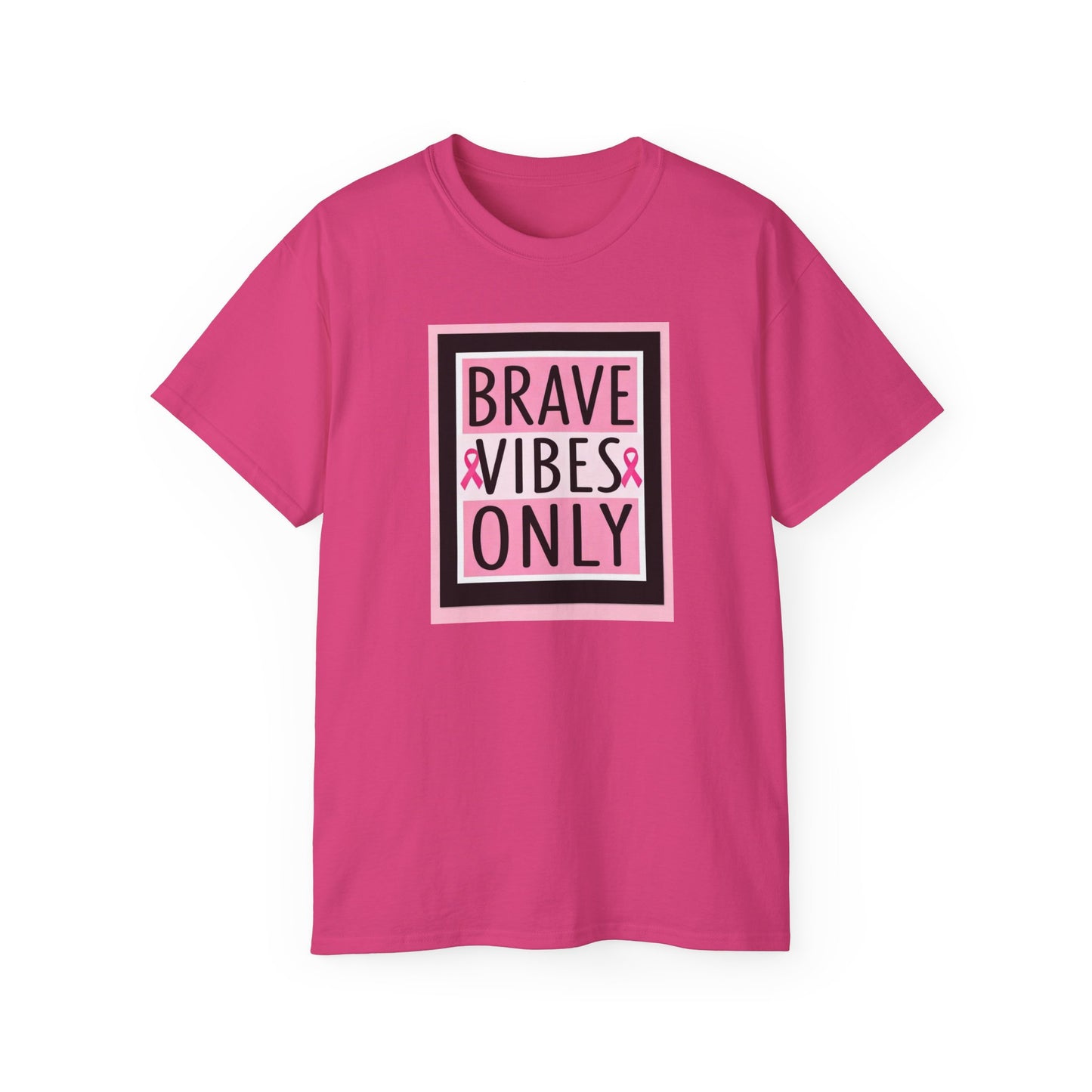 Brave Vibes Only Tee, Unisex Cotton Shirt, Inspirational Apparel, Gift for Cancer Awareness, Positive Vibes T-Shirt