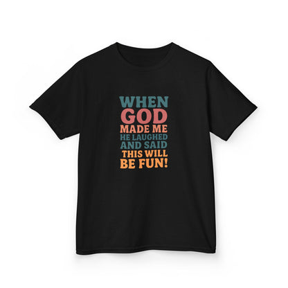 God Laughed Kids Tee, Fun Kids T-Shirt, Inspirational Quote Shirt, Birthday Gift, Faith-Based Apparel