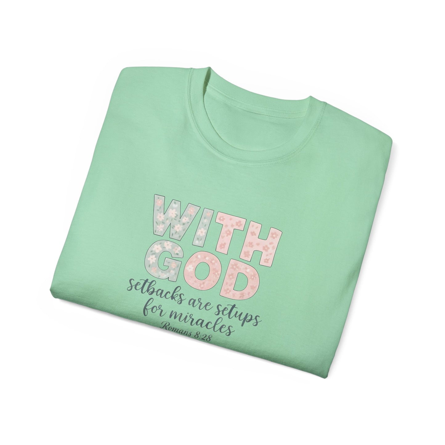 Inspirational Unisex Cotton Tee: "With God All Things Are Possible" - Faith, Gift, Encouragement, Casual Wear, Everyday Inspiration