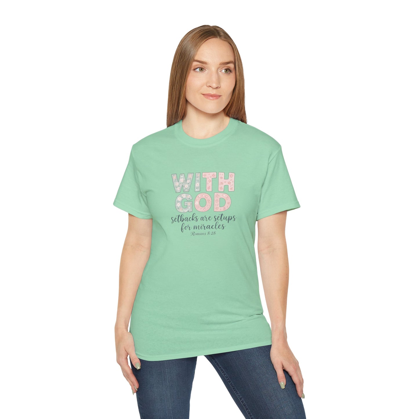 Inspirational Unisex Cotton Tee: "With God All Things Are Possible" - Faith, Gift, Encouragement, Casual Wear, Everyday Inspiration
