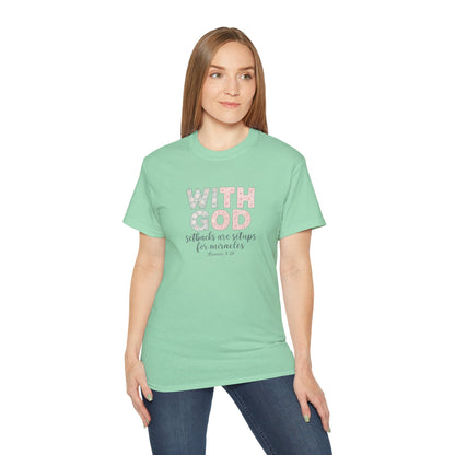 Inspirational Unisex Cotton Tee: "With God All Things Are Possible" - Faith, Gift, Encouragement, Casual Wear, Everyday Inspiration
