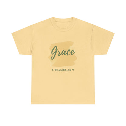 Inspiring Unisex Heavy Cotton Tee - Grace Ephesians 2:8-9, Christian Apparel, Faith-Based Gift, Everyday Wear, Relaxed Fit Tee