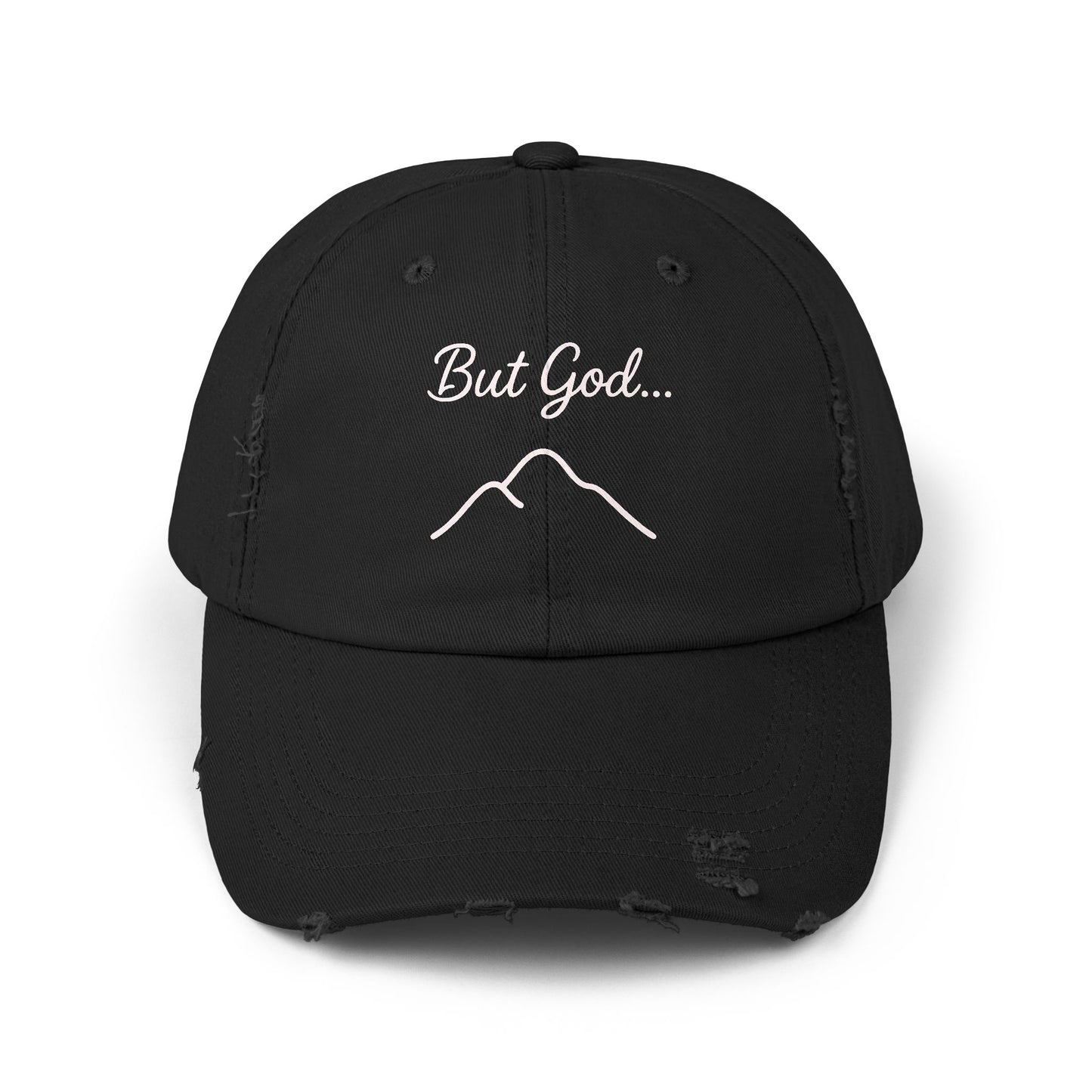 Distressed Cap with 'But God...' Quote, Inspirational Hat for Outdoor Enthusiasts, Gift for Faith Lovers, Everyday Style Accessory, [...]