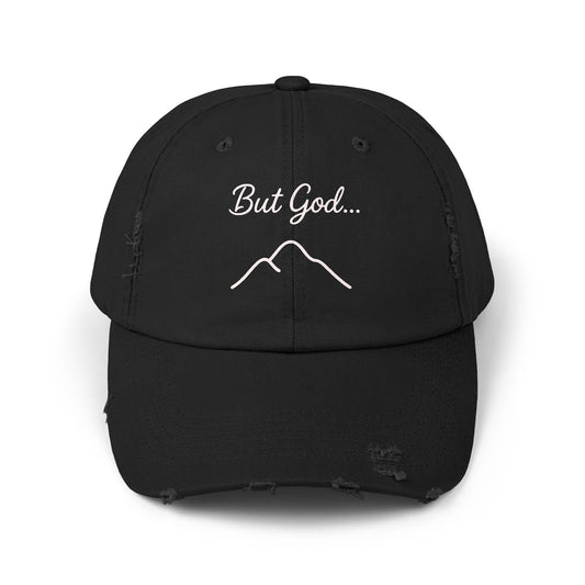 Distressed Cap with 'But God...' Quote, Inspirational Hat for Outdoor Enthusiasts, Gift for Faith Lovers, Everyday Style Accessory, [...]