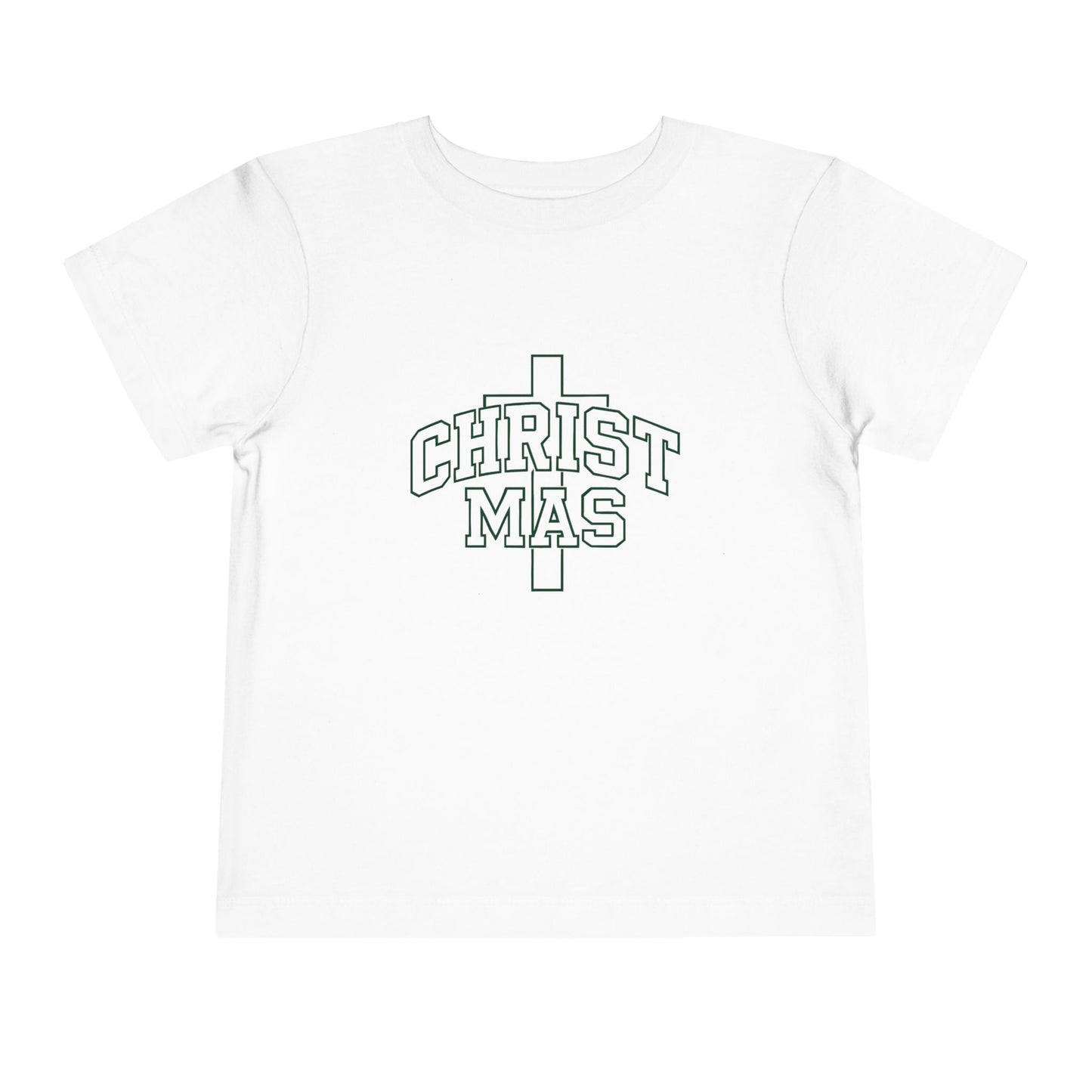 Toddler Christmas Tee — ‘CHRISTMAS’ Cross Holiday Shirt