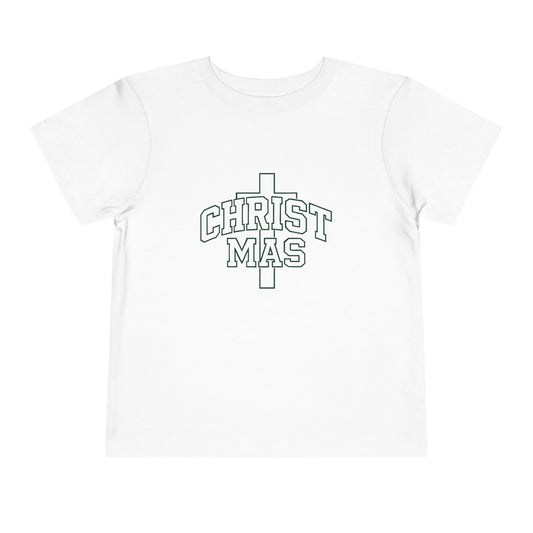 Toddler Christmas Tee — ‘CHRISTMAS’ Cross Holiday Shirt