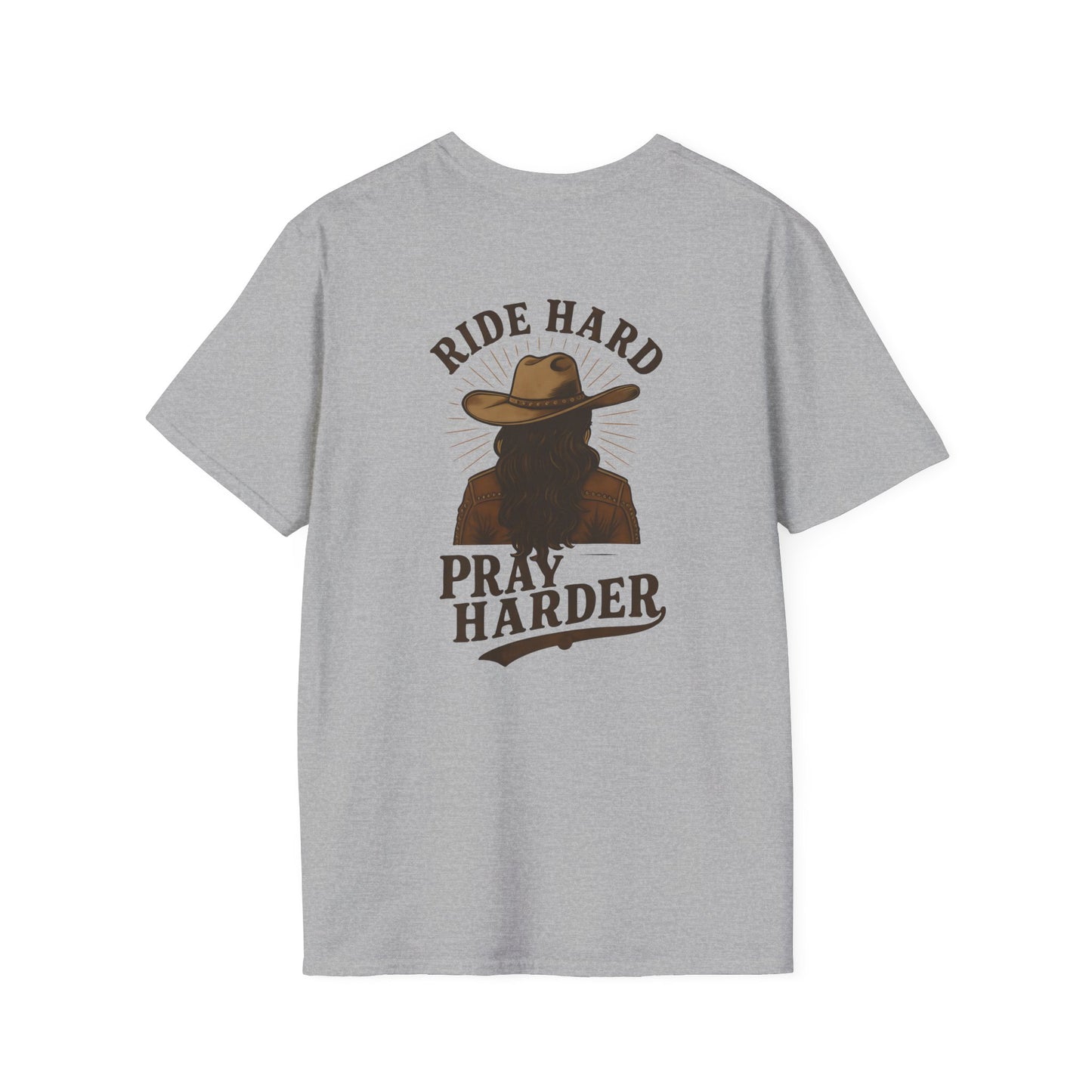 Ride Hard Pray Harder T-Shirt - Unisex Casual Tee, Western Style Apparel, Gift for Cowboys, Inspirational Shirt, Everyday Wear