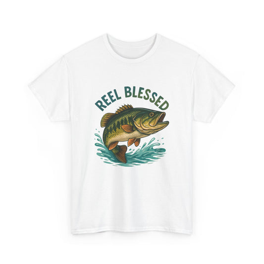 Reel Blessed Fishing Tee, Unisex Cotton Shirt, Perfect Gift for Anglers, Ideal for Fishing Trips, Casual Wear, Outdoor Adventures