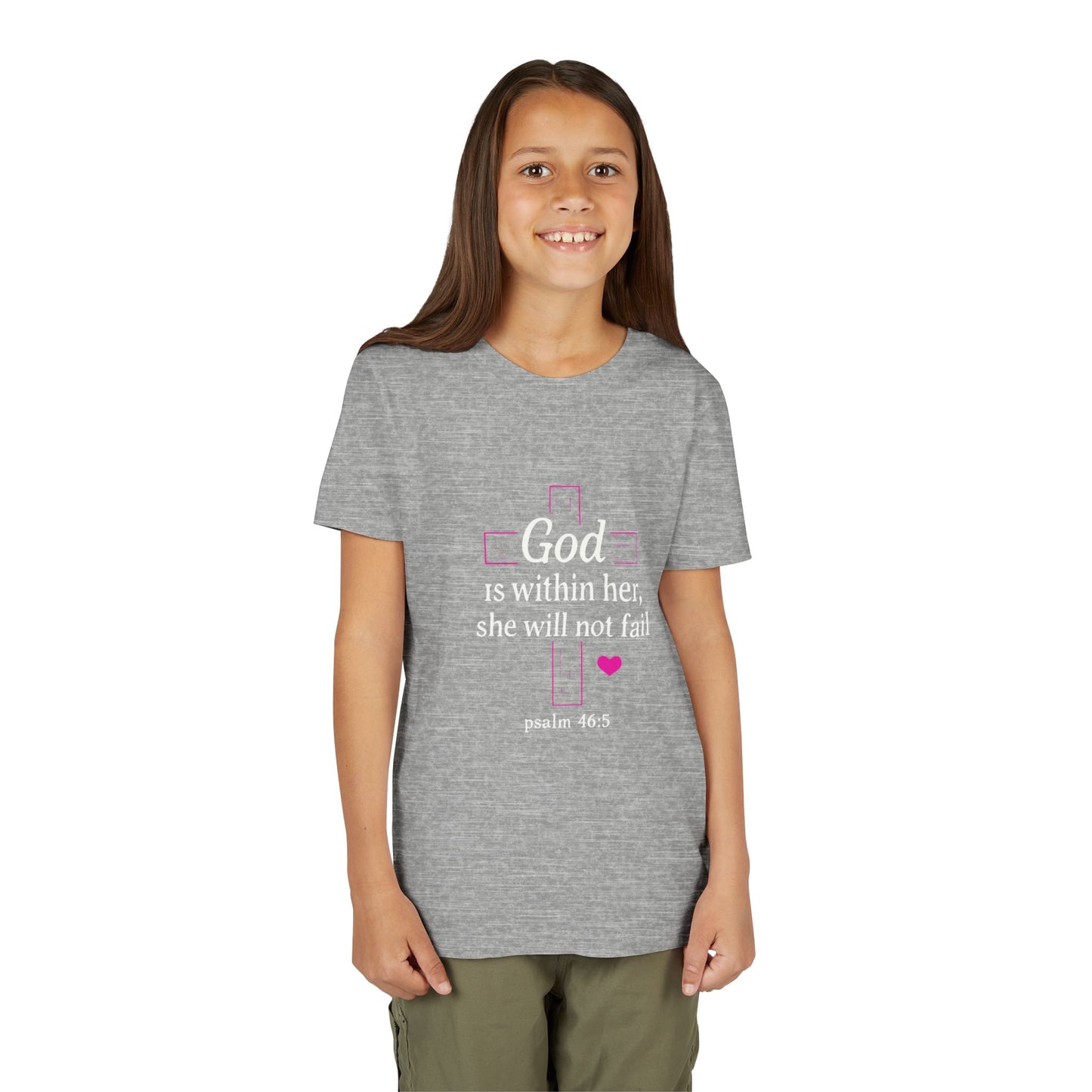 Christian Faith Youth Tee, Inspirational Shirt, Cross Design, Heart Graphic Tee, Gift for Teens, Religious Apparel