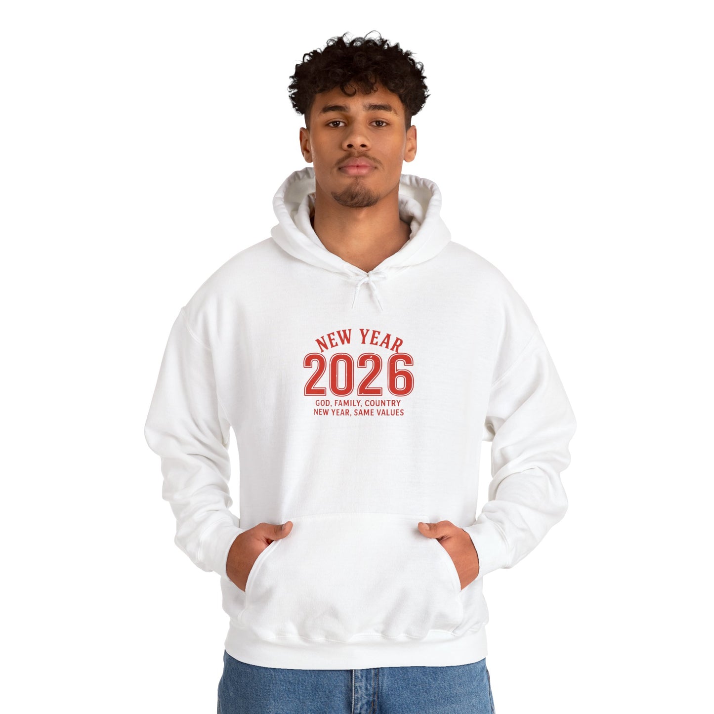 2026 New Year Hoodie - Minimal Red Celebration Sweatshirt