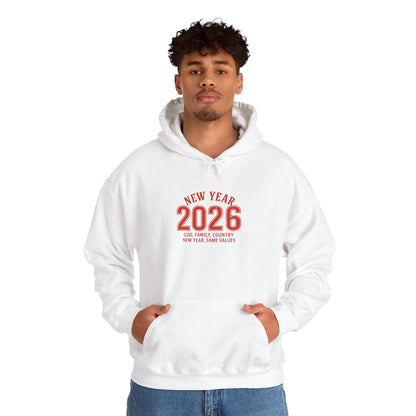2026 New Year Hoodie - Minimal Red Celebration Sweatshirt