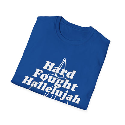 Hard Fought Hallelujah T-Shirt, Funny Graphic Tee, Unisex Casual Wear, Gift for Boxers, Sporty Style, Motivational Shirt
