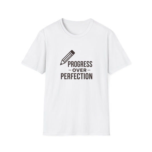Progress Over Perfection Unisex Softstyle T-Shirt, Motivational Tee, Casual Wear, Gift for Students, Birthday, Self-Care