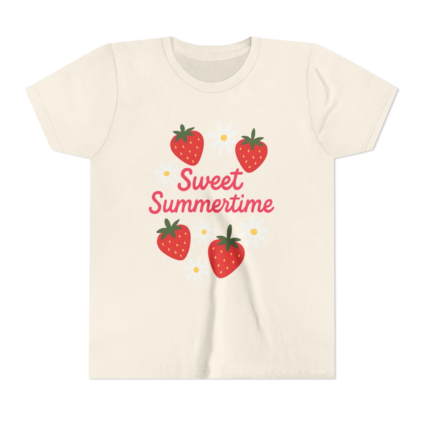 Sweet Summertime Youth Tee, Kids Summer Shirt, Strawberry Graphic Tee, Fun Gift for Children, Seasonal Apparel