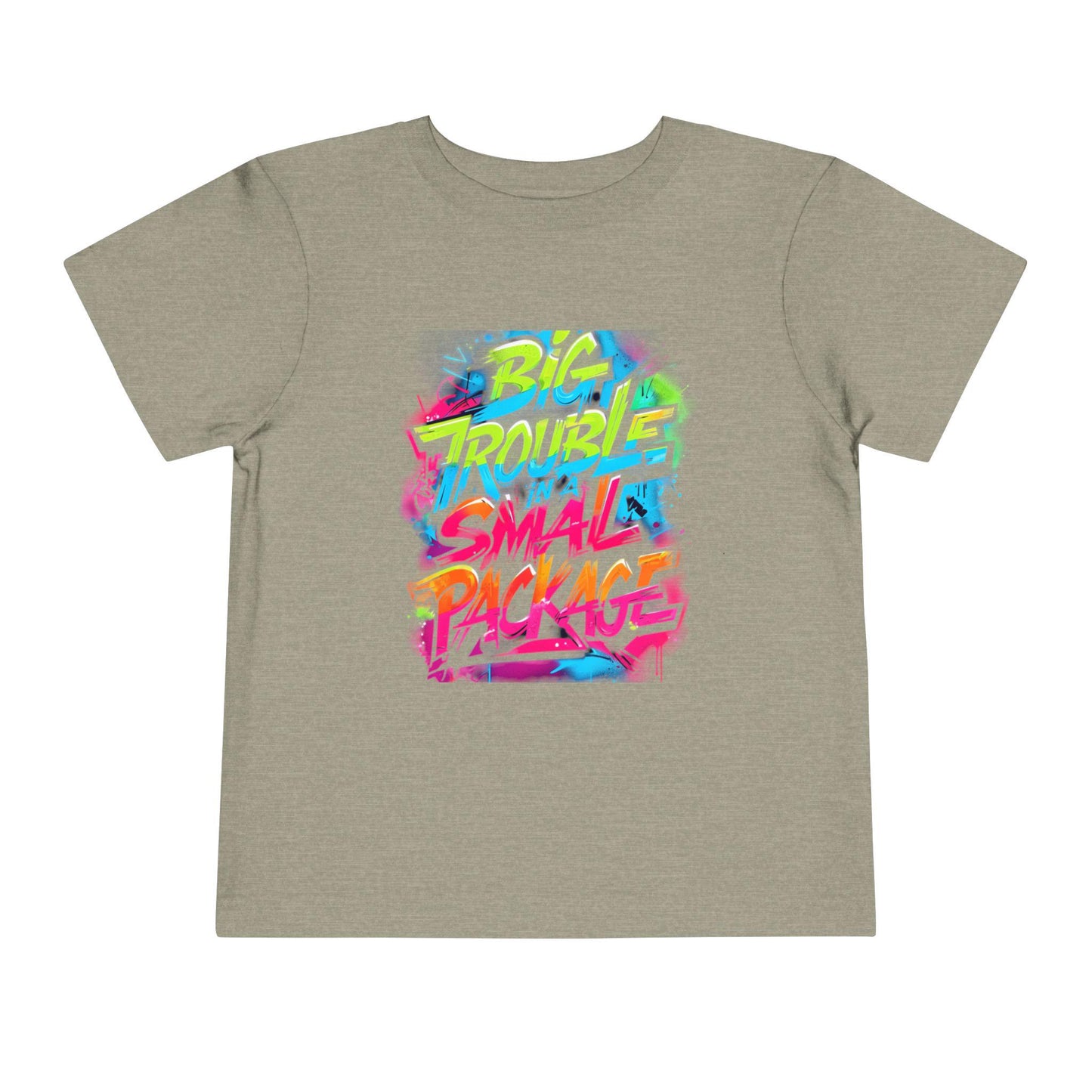 Colorful Graphic Toddler Tee | Big Trouble Small Package, Kids Fashion, Birthday Gift, Toddler Clothes, Summer Wear