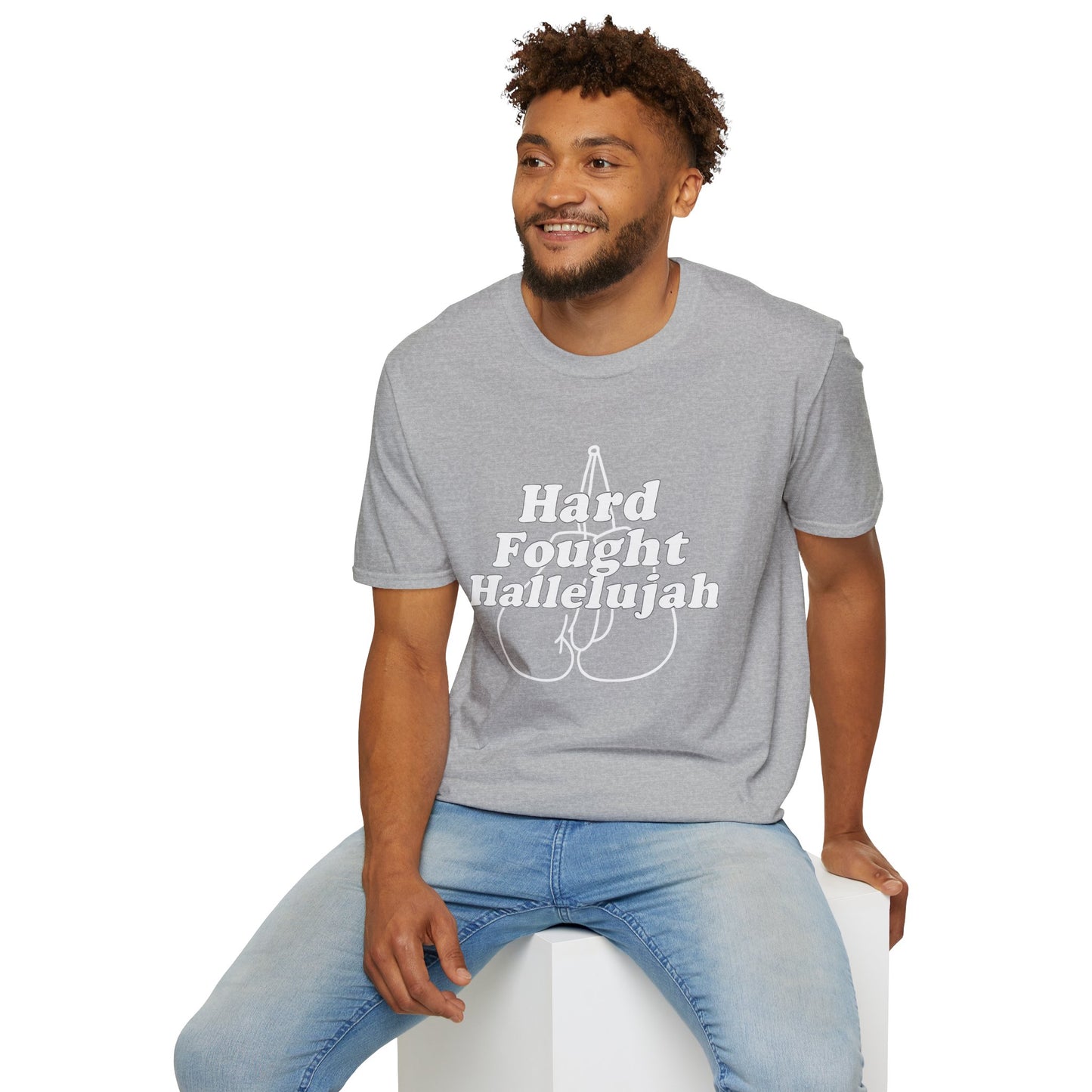 Hard Fought Hallelujah T-Shirt, Funny Graphic Tee, Unisex Casual Wear, Gift for Boxers, Sporty Style, Motivational Shirt