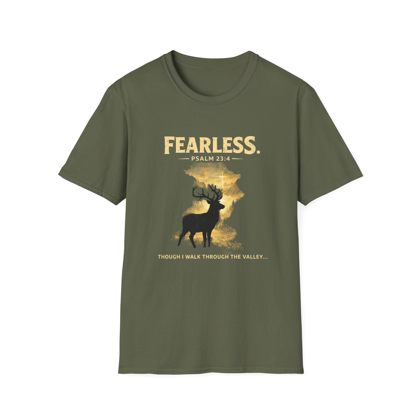 Fearless Psalm T-Shirt — Christian Faith Deer Graphic Tee