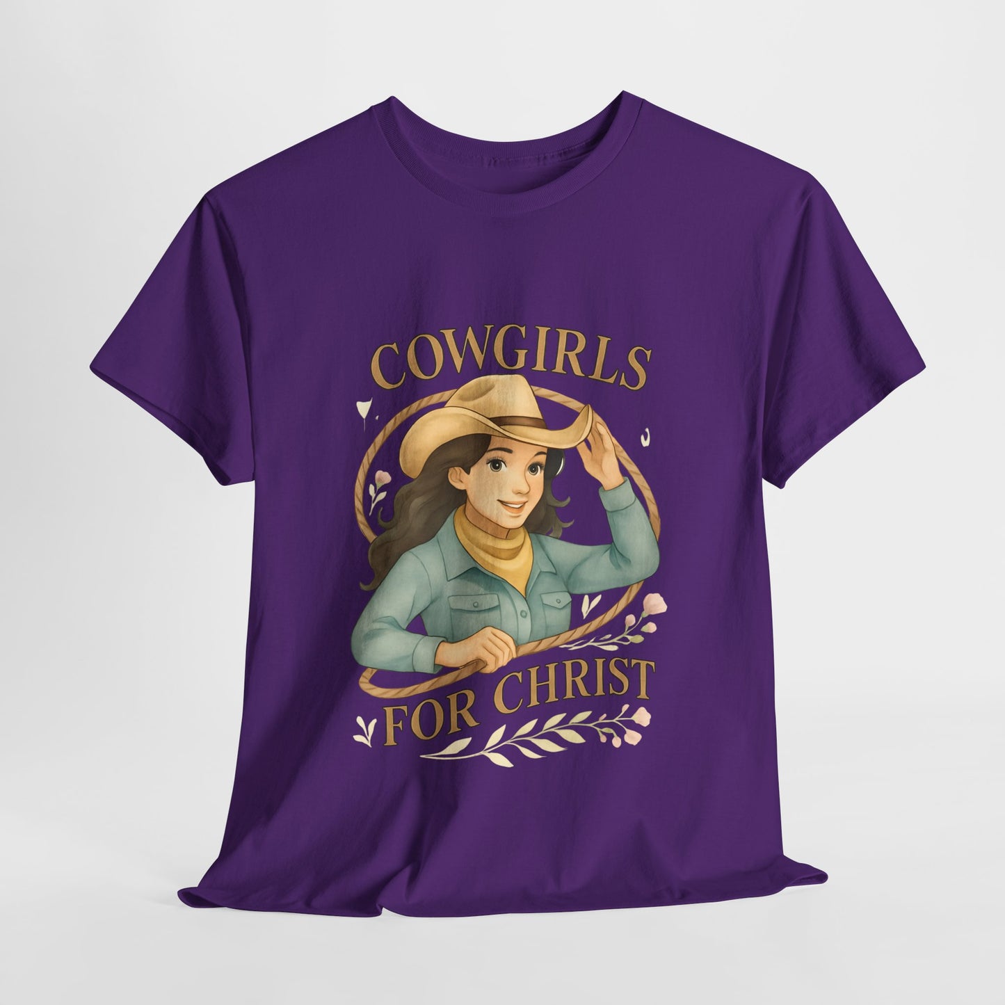 Cowgirls for Christ Unisex Heavy Cotton Tee, Christian T-Shirt, Faith-Based Apparel, Inspirational Gift, Western Clothing, Country Style Tee