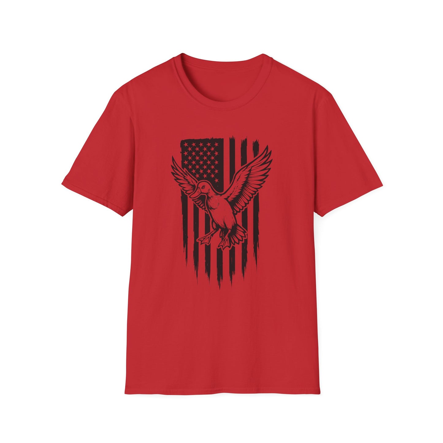 Patriotic Duck T-Shirt - Unisex Softstyle Tee, Perfect for Independence Day, Casual Wear, Gifts for Bird Lovers, USA Pride Apparel