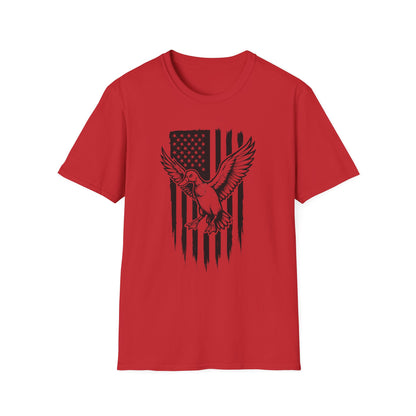 Patriotic Duck T-Shirt - Unisex Softstyle Tee, Perfect for Independence Day, Casual Wear, Gifts for Bird Lovers, USA Pride Apparel