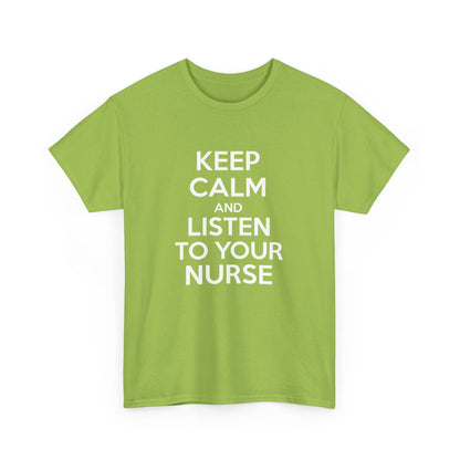 Keep Calm Nurse Tee, Unisex Heavy Cotton Tee, Funny Nurse Gift, Nursing Apparel, Healthcare Worker Shirt
