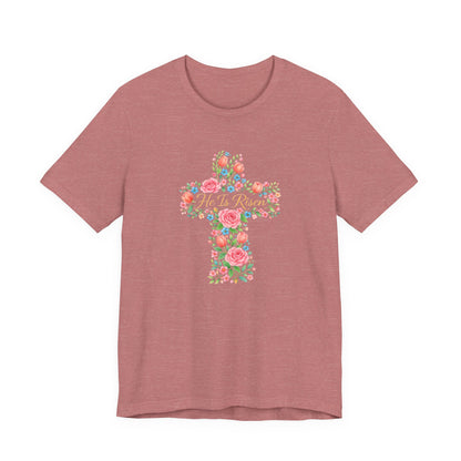 Floral Cross T-Shirt — Vintage Rose Faith Tee