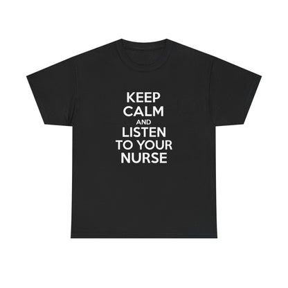 Keep Calm Nurse Tee, Unisex Heavy Cotton Tee, Funny Nurse Gift, Nursing Apparel, Healthcare Worker Shirt