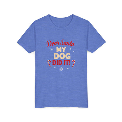 Kids Christmas Tee — “Dear Santa My Dog Did It” Holiday T‑Shirt