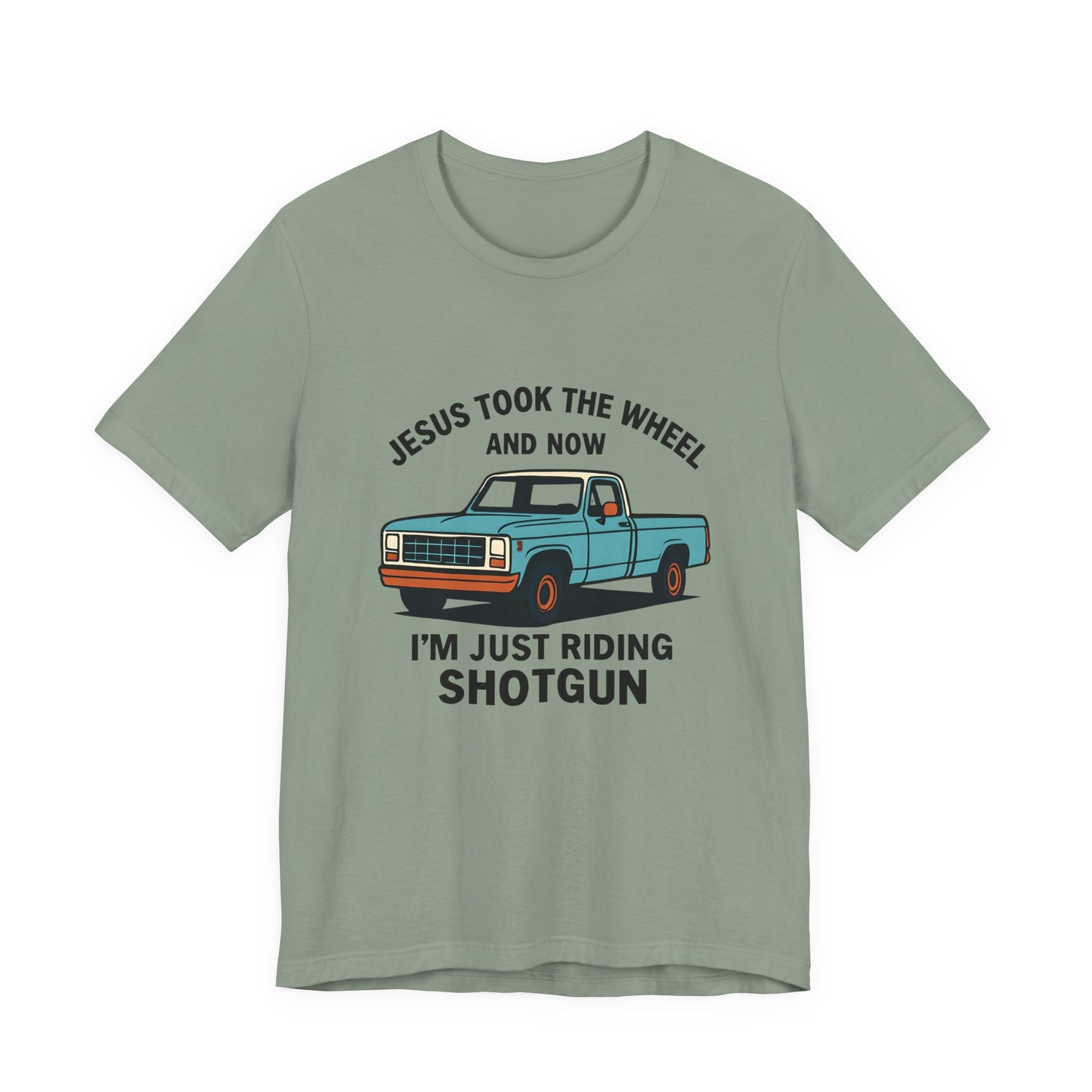 Jesus Took the Wheel Tee, Funny Christian Shirt, Shotgun Humor T-Shirt, Gift for Car Lovers, Casual Faith-Based Apparel