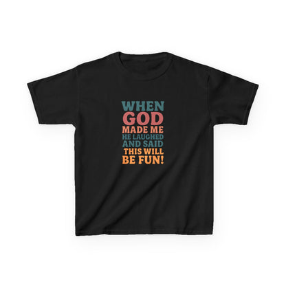 God Laughed Kids Tee, Fun Kids T-Shirt, Inspirational Quote Shirt, Birthday Gift, Faith-Based Apparel