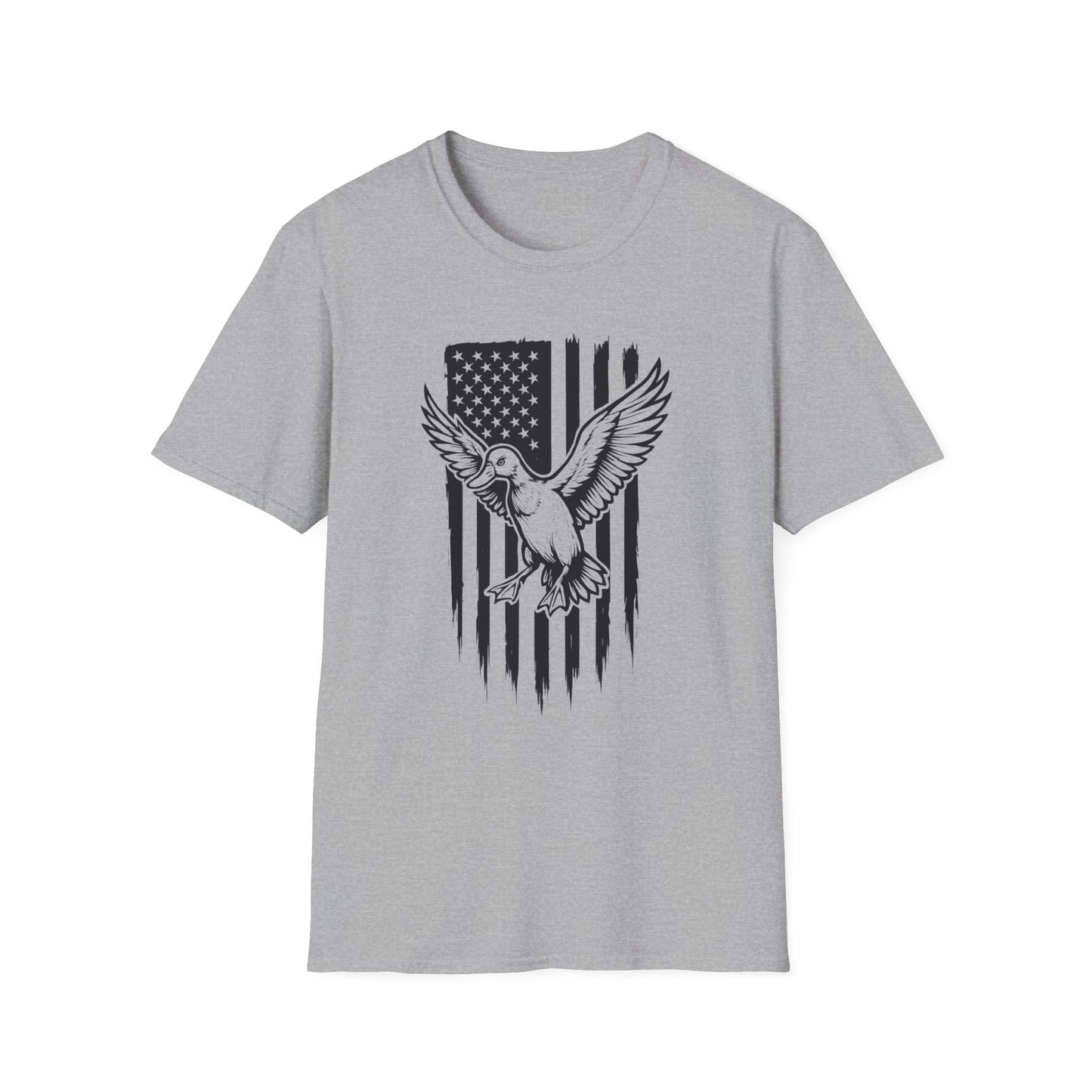 Patriotic Duck T-Shirt - Unisex Softstyle Tee, Perfect for Independence Day, Casual Wear, Gifts for Bird Lovers, USA Pride Apparel