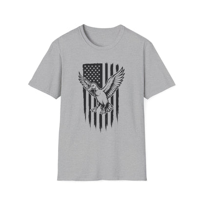 Patriotic Duck T-Shirt - Unisex Softstyle Tee, Perfect for Independence Day, Casual Wear, Gifts for Bird Lovers, USA Pride Apparel