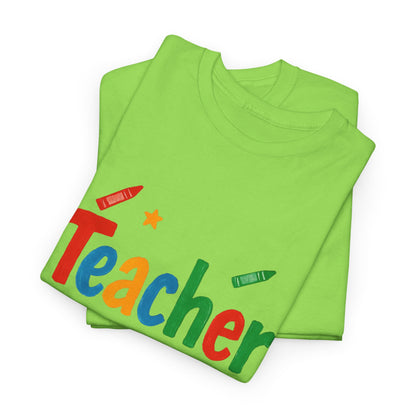Colorful Teacher Appreciation Unisex Heavy Cotton Tee - Gifts for Educators, Back to School, Classroom, Birthday, Fun Teacher Shirt