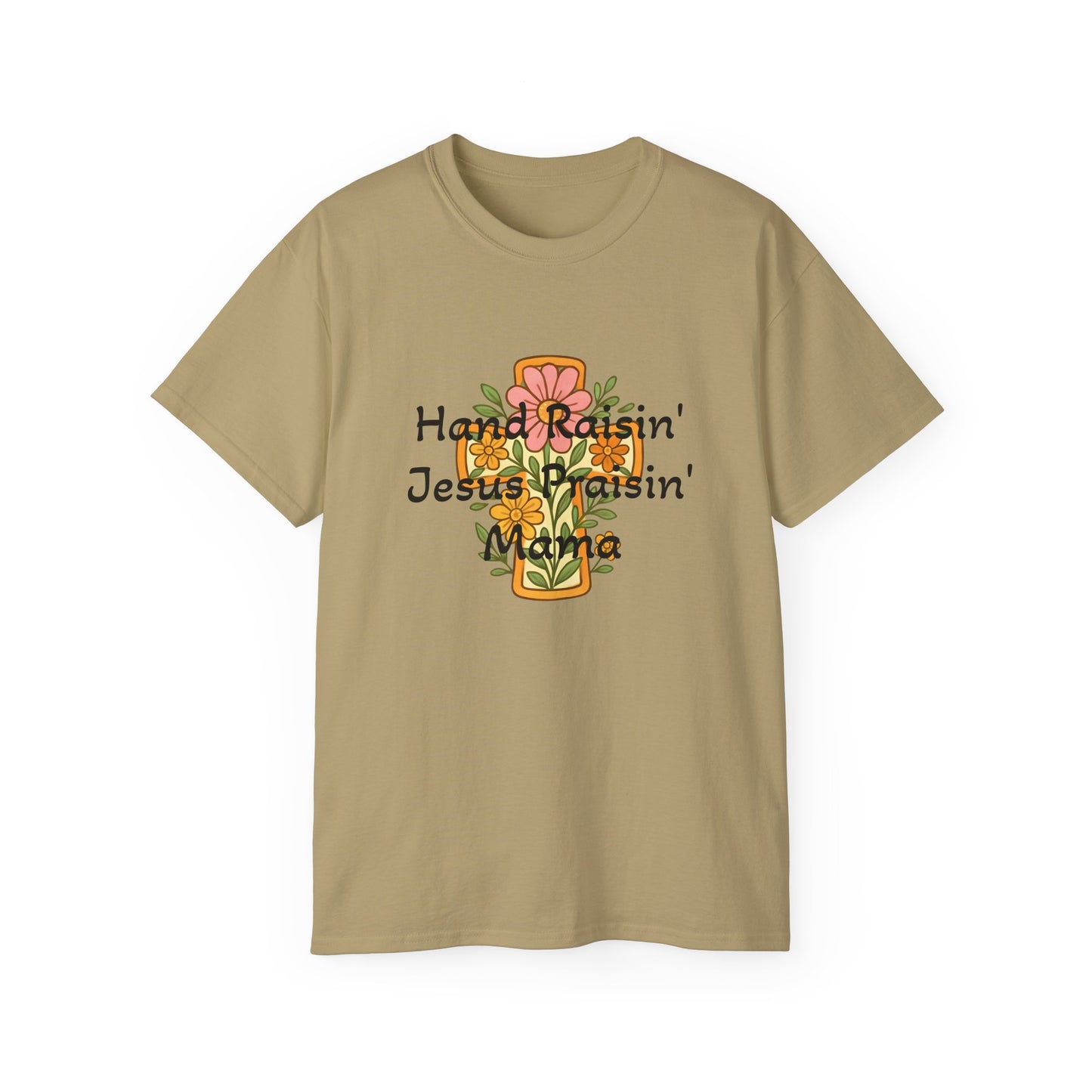 Floral Graphic Tee for Moms, Hand Raisin' Tee, Unisex Cotton Shirt, Mother's Day Gift, Cute Family Apparel, Comfortable Casual Wear