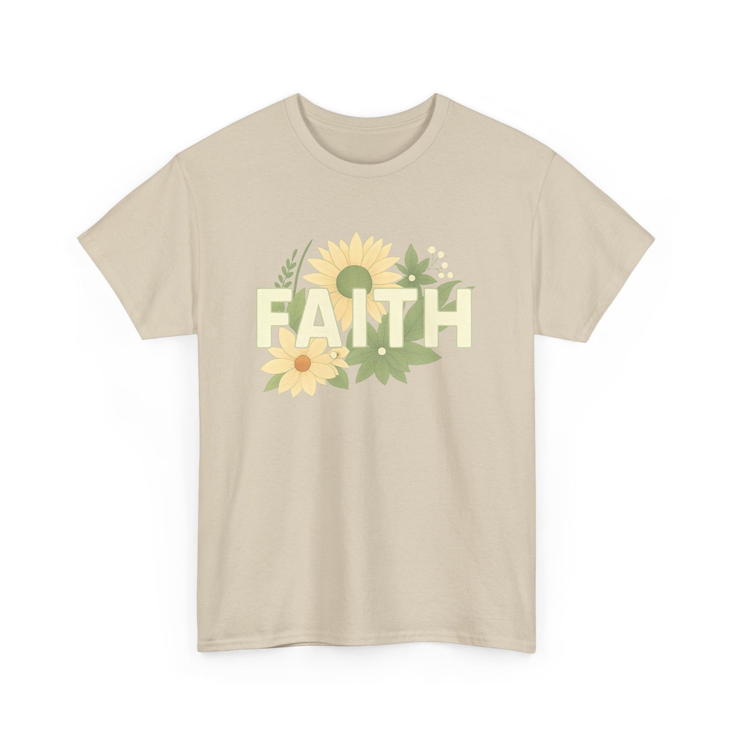 Faith-Inspired Unisex Heavy Cotton Tee | Floral Graphic Tee, Casual T-Shirt, Spiritual Gift, Everyday Wear, Nature Lover Shirt