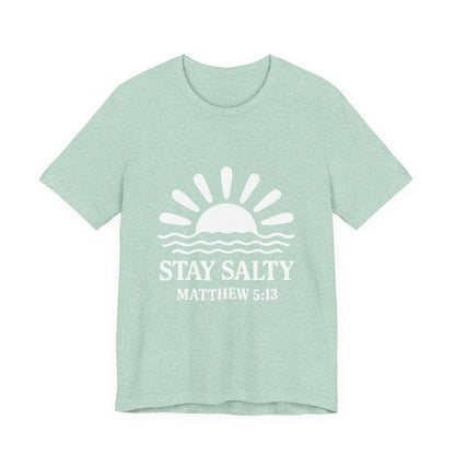 Stay Salty Unisex Short Sleeve Tee - Perfect for Beach Days, Casual Outings, Gifts, Summer Vibes, Bible Verse Apparel