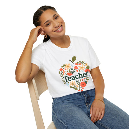 Floral Teacher T-Shirt | Perfect Gift for Educators, Back to School, Teacher Appreciation, Classroom Wear, Cute Teacher Shirts