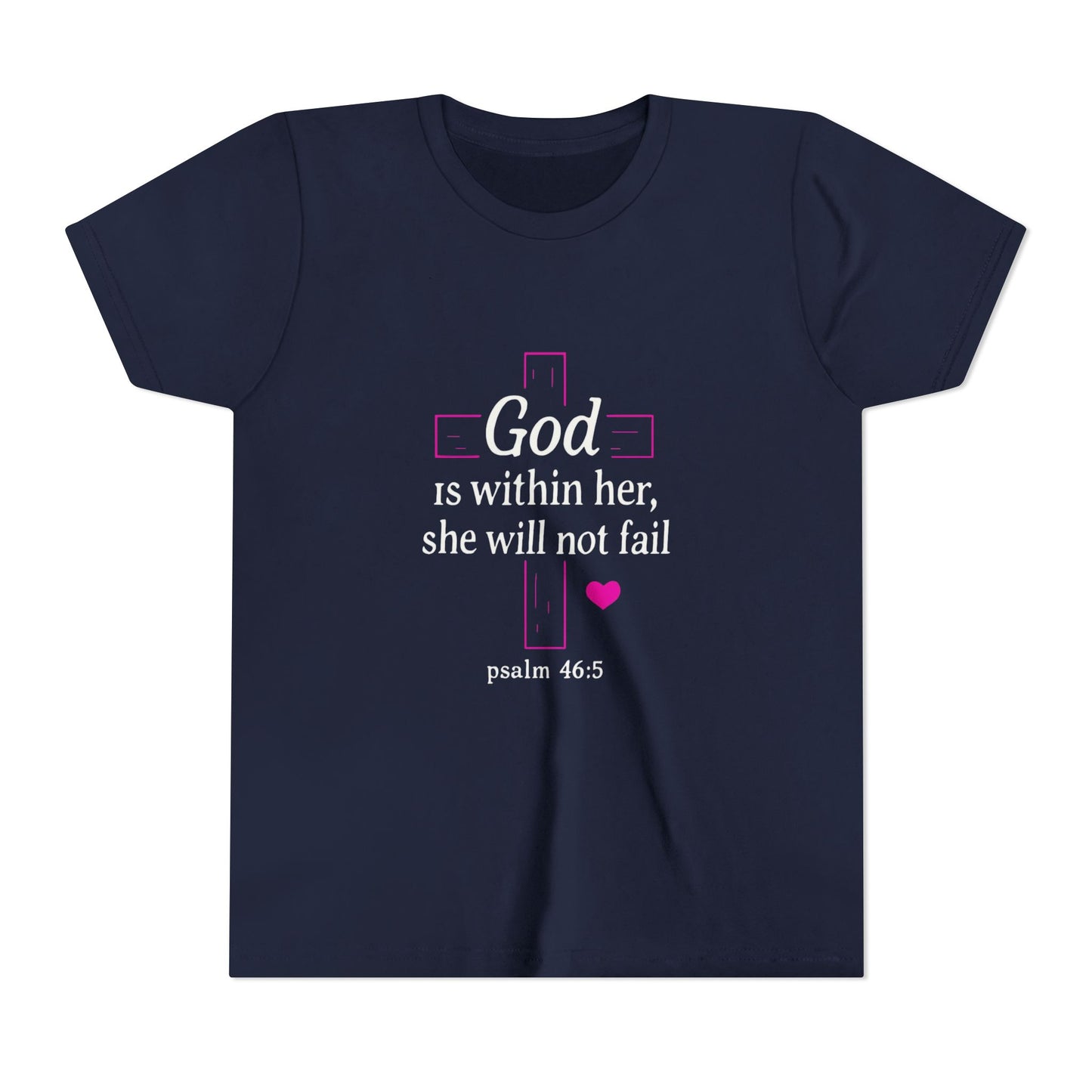 Christian Faith Youth Tee, Inspirational Shirt, Cross Design, Heart Graphic Tee, Gift for Teens, Religious Apparel