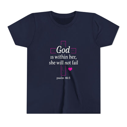 Christian Faith Youth Tee, Inspirational Shirt, Cross Design, Heart Graphic Tee, Gift for Teens, Religious Apparel