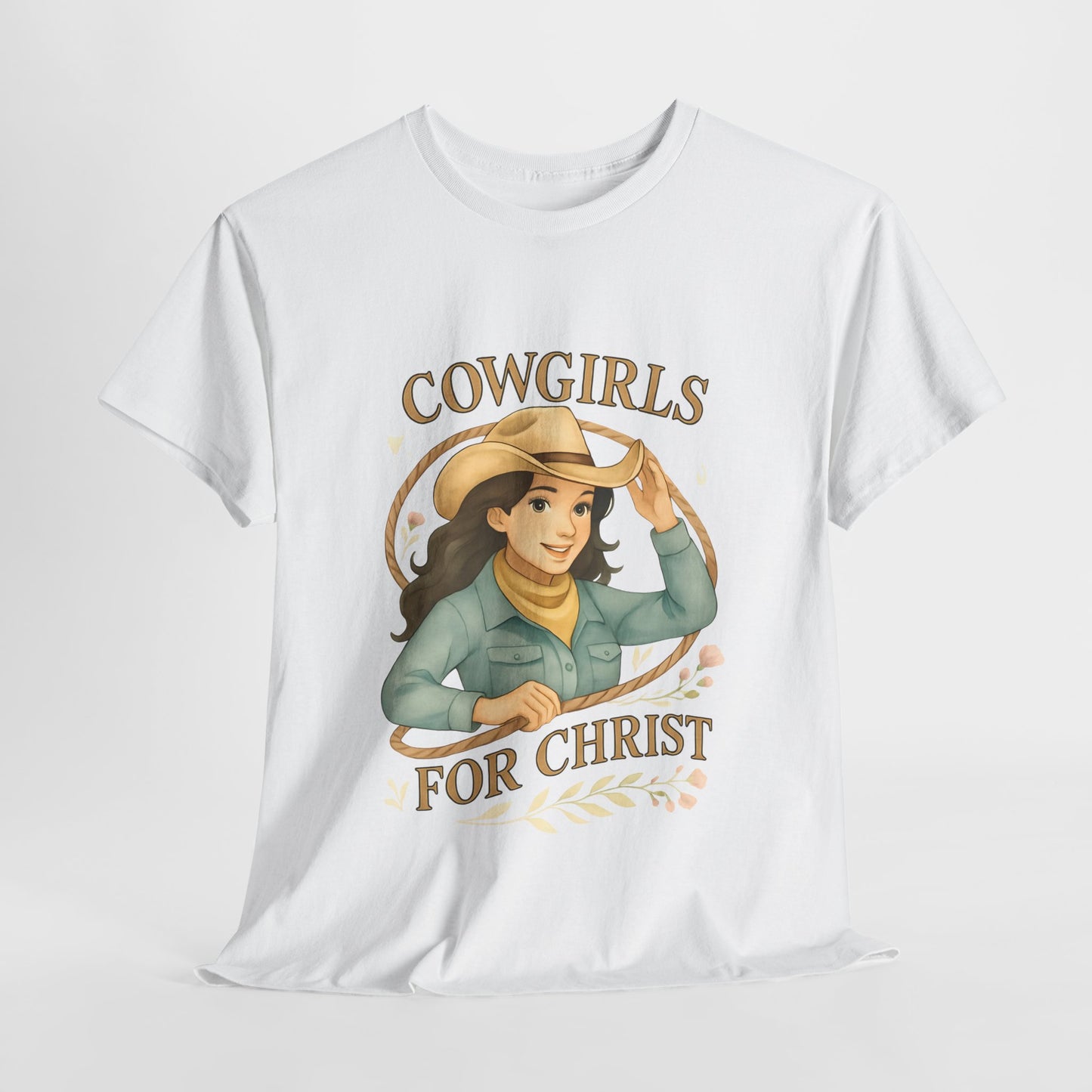 Cowgirls for Christ Unisex Heavy Cotton Tee, Christian T-Shirt, Faith-Based Apparel, Inspirational Gift, Western Clothing, Country Style Tee