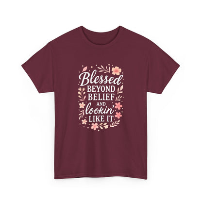 Blessed Beyond Belief Tee, Inspirational Unisex Heavy Cotton T-Shirt, Faith-Based Gift, Motivational Apparel, Casual Wear, Unique Top