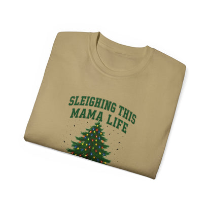 Sleighing This Mama Life Christmas Tee – With Jesus As My Light Holiday Shirt