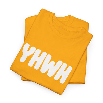 YHWH Unisex Heavy Cotton Tee, Spiritual T-Shirt, Casual Wear, Gift for Him/Her, Faith-Based Apparel, Trendy Everyday Tee