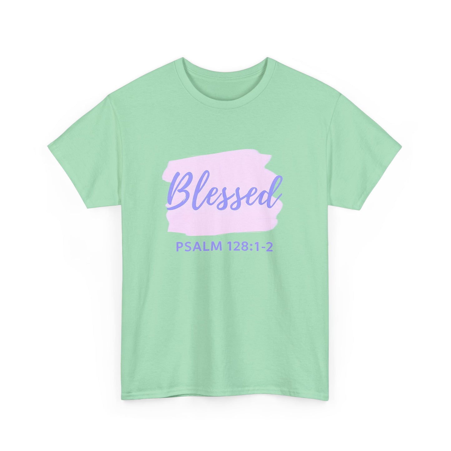 Blessed Unisex Heavy Cotton Tee, Inspirational Shirt, Faith-Focused Apparel, Gift for Religious Occasions, Psalm 128:1-2