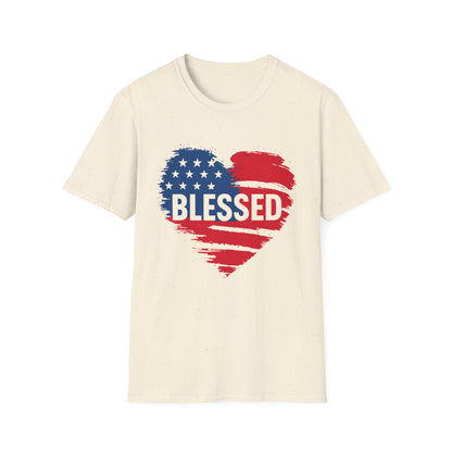 Patriotic Blessed Heart T-Shirt, Unisex T-Shirt, July 4th Shirt, Gift for Veterans, Casual Tee, Everyday Wear