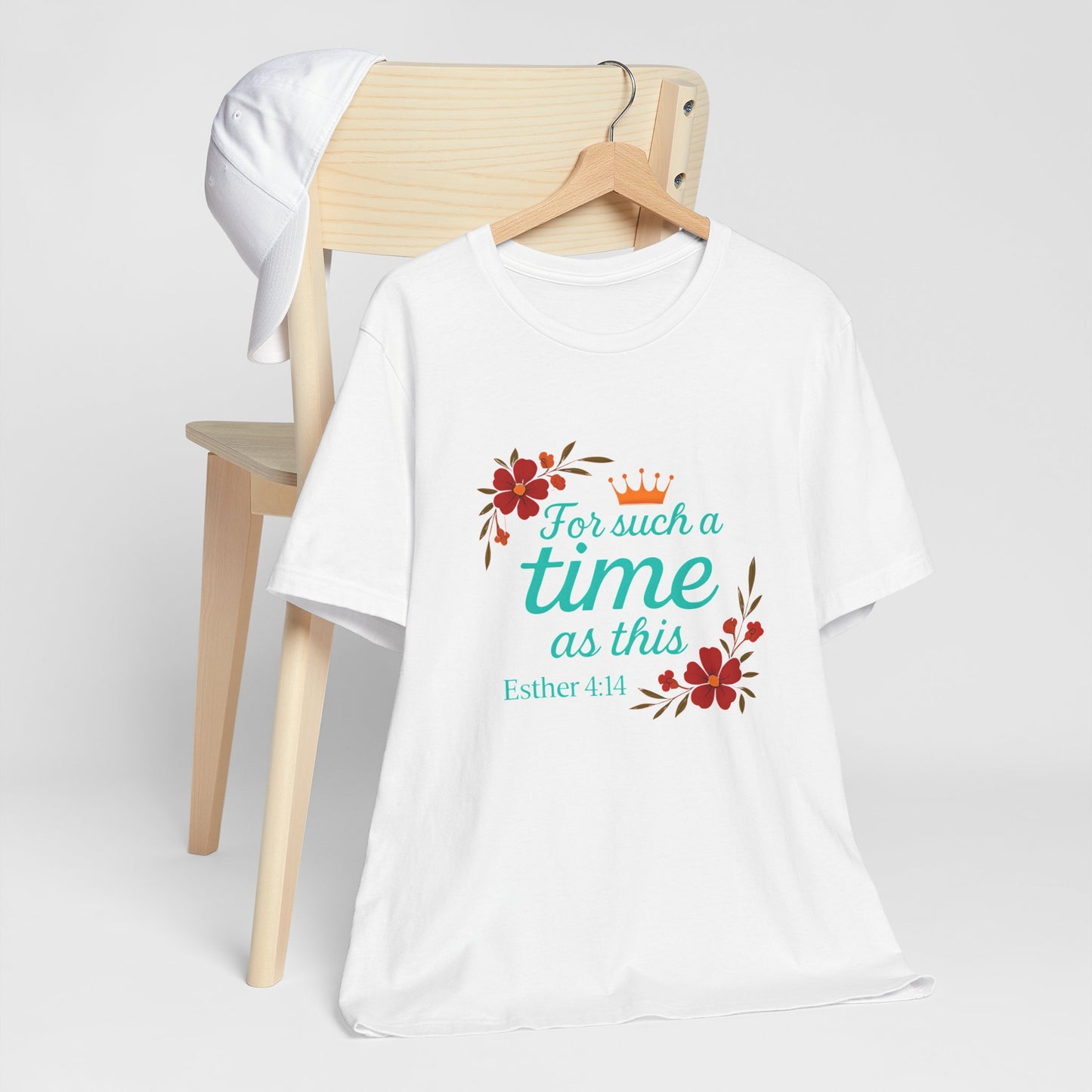 Inspirational Floral Short Sleeve Tee - 'For Such a Time as This', Motivational T-Shirt, Gift for Her, Faith-Based Apparel, Summer Top
