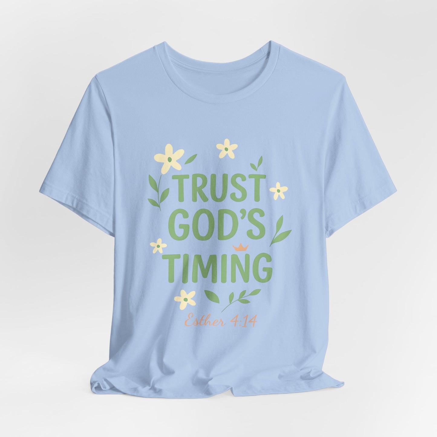Trust God's Timing Tee, Inspirational Short Sleeve Shirt, Faith-Based Apparel, Gift for Believers, Bible Verse Tee, Everyday Wear